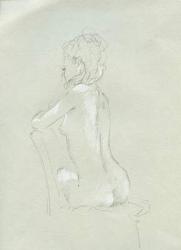 Nude Back View on Grey (pencil & chalk on paper) | Obraz na stenu