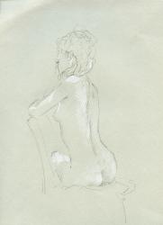 Nude Back View on Grey (pencil & chalk on paper) | Obraz na stenu