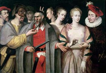 Actors of the Commedia dell'Arte (oil on canvas) | Obraz na stenu