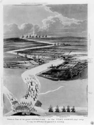 Pictural Plan of the Grand Expedition in the West Scheldt, August 1809, Showing the Difficulty of Approach to Antwerp, etched by Clark (etching) (b/w photo) | Obraz na stenu