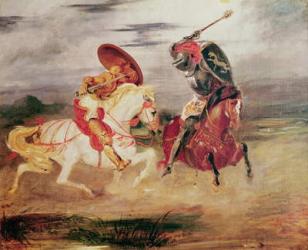 Two Knights Fighting in a Landscape, c.1824 (oil on canvas) | Obraz na stenu