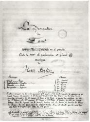Title page of 'La Damnation de Faust' by Hector Berlioz (1803-69) 1846 (pen & ink on paper) (b/w photo) | Obraz na stenu