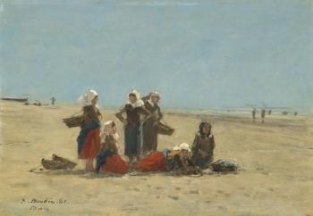 Women on the Beach at Berck, 1881 (oil on wood) | Obraz na stenu