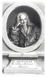 Portrait of Francois Quesnay (1694-1774) engraved by Johan Georg Wille (1715-1808) (engraving) (b/w photo) | Obraz na stenu
