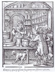 The Apothecary, published by Hartman Schopper (woodcut) (b/w photo) | Obraz na stenu