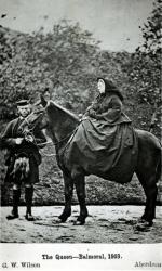 Queen Victoria (1819-1901) on horseback at Balmoral , 1863 (b/w photo) | Obraz na stenu