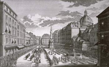 View of a procession in the Graben engraved by Georg-Daniel Heumann (1691-1759) (engraving) | Obraz na stenu