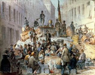 Barricades in Marzstrasse, Vienna, 1848 (oil on canvas) | Obraz na stenu