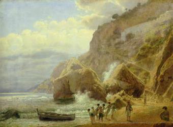 Italian Coastal Landscape, 1844 (oil on paper laid down on canvas) | Obraz na stenu