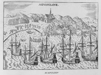 'Acapulco', from Jean-Baptiste Labat (1663-1738)'s Nouveau Voyage, vol ii, Paris, 1722 (engraving) | Obraz na stenu
