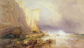 Stormy Weather, Clearing Seaton Cliffs, South Devon, 19th century | Obraz na stenu