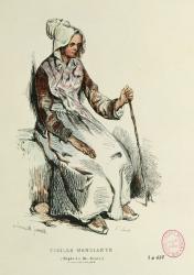 Old beggarwoman (coloured engraving) | Obraz na stenu