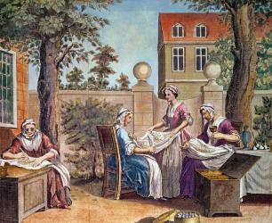 Silk-Making, engraved by J. Hinton for 'Universal Magazine' at the Kings Arms, St. Paul's Churchyard, London, 1748 (print) | Obraz na stenu