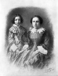Sarah Bernhardt and her mother? (1844-1923) (b/w photo) | Obraz na stenu