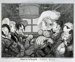 Dover Coach, 5 o'clock morning, etched by George Cruikshank, 1826 (etching) | Obraz na stenu
