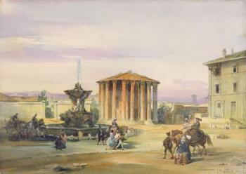 The Temple of Vesta, Rome, 1849 (w/c over graphite on paper) | Obraz na stenu