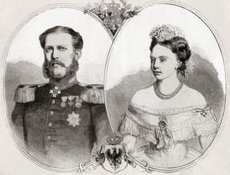 Duke William of Mecklenburg-Schwerin and his wife Princess Frederica Wilhelmina Louise Elisabeth Alexandrine of Prussia, from 'L'Univers Illustré', 1866 (engraving) | Obraz na stenu