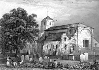 Waltham Abbey Church, Essex, engraved by John Rogers, 1831 (engraving) | Obraz na stenu