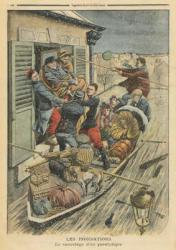 Floods, rescuing a paralytic, illustration from 'Le Petit Journal', supplement illustre, 6th February 1910 (colour litho) | Obraz na stenu