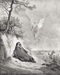 Elijah nourished by an Angel. After a work from The Bible by Gustave Dore. From Life and Reminiscences of Gustave Dore, published 1885. | Obraz na stenu