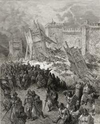 Second assault of Jerusalem by the Crusaders repulsed, illustration from 'Bibliotheque des Croisades' by J-F. Michaud, 1877 (litho) | Obraz na stenu