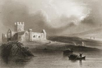 Dunbrody Abbey, County Wexford, Ireland, from 'Scenery and Antiquities of Ireland' by George Virtue, 1860s (engraving) | Obraz na stenu