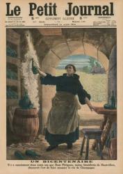 A Bicentenary, two hundred years ago precisely, Dom Perignon, a Benedictine monk of Hautvillers, discovered the art of making the Champagne wine sparkle, front cover illustration from 'le Petit Journal', supplement illustre, 14th June 1914 (colour litho) | Obraz na stenu