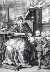Pope Urban VIII with his nephews, engraved by Johann Friedrich Greuter (engraving) | Obraz na stenu