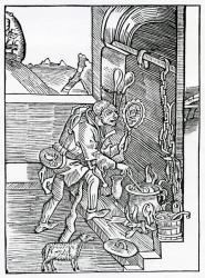 Of folys that stande so well in their owne conceyt that they thinke none so wyse, stronge, fayre, nor eloquent, as they ar themself, illustration from Alexander Barclay's English translation of 'The Ship of Fools', from an edition published in 1874 (engra | Obraz na stenu