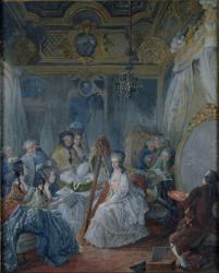 Marie Antoinette (1755-93) in her chamber at Versailles in 1777 (gouache on paper) | Obraz na stenu