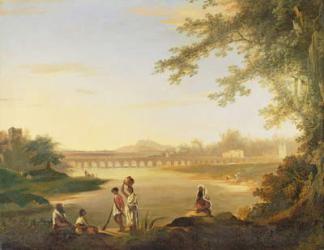 The Marmalong Bridge, with a Sepoy and Natives in the Foreground, c.1783 (oil on canvas) | Obraz na stenu