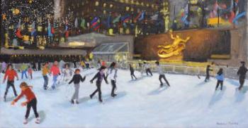 Evening,Rockerfeller Ice Rink,New York, (oil on canvas) | Obraz na stenu