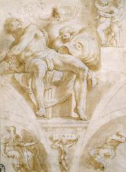 The Prophet Jonah and Two Destroyed Lunettes (design for the Sistine Chapel) | Obraz na stenu