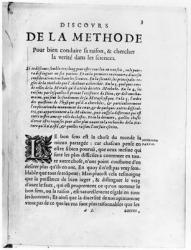 First page of 'Discours de la Methode' by Rene Descartes (1596-1650) (engraving) (b/w photo) | Obraz na stenu