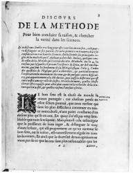 First page of 'Discours de la Methode' by Rene Descartes (1596-1650) (engraving) (b/w photo) | Obraz na stenu