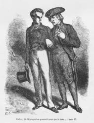 Lucien de Rubempre and Carlos Herrera, illustration from 'Les Illusions perdues' by Honore de Balzac (engraving) (b/w photo) | Obraz na stenu