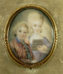 Wolfgang Amadeus Mozart (1756-91) and his sister Maria-Anna, called 'Nannerl' (1751-1829) (ivory) | Obraz na stenu