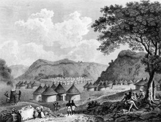 View of Kamalia village from 'Travels in the interior districts of Africa', 1799 (engraving) | Obraz na stenu