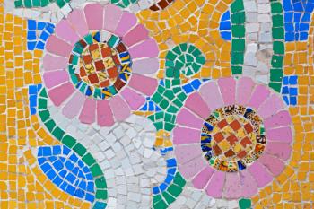 Barcelona, Spain. Mosaic work on facade of Palau de la Música Catalana. Modernista building by Lluís Domènech i Montaner. Palace of Catalan Music. | Obraz na stenu