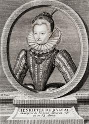 Henriette de Balzac d'Entraigues, Marquise de Verneuil, 1579 - 1633. Mistress of Henry IV of France. From an engraving by Aubert. | Obraz na stenu