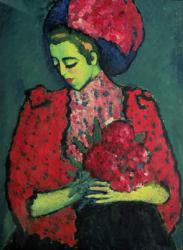 Young Girl with Peonies, 1909 (oil on canvas) | Obraz na stenu