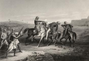Colonel John Platt killed by the mutineers at Mhow, 1st July 1857, from 'The History of the Indian Mutiny', published in 1858 (engraving) | Obraz na stenu