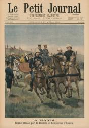 Military review by Paul Doumer, Governor General of French Indochina, and Emperor of Annam, Thanh Thai, in Hanoi, front cover illustration from 'Le Petit Journal', Supplement Illustre, 27th April 1902 (colour photo) | Obraz na stenu