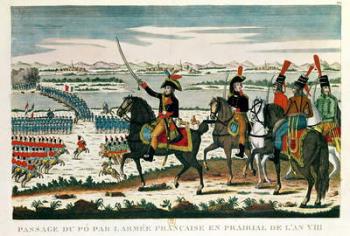 Passage to Po, before the Battle of Marengo, Prairial, Year VIII (coloured engraving) | Obraz na stenu
