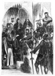 Wallace Crowned with Laurel in Westminster Hall (engraving) (b&w photo) | Obraz na stenu