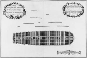 Plan of the second deck of a vessel, illustration from the 'Atlas de Colbert', plate 23 (pencil & w/c on paper) (b/w photo) | Obraz na stenu