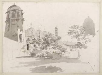 A View of the Cuttera Built by Jaffier Cawn at Murishidbad, c.1781 (grey wash and pencil on paper) | Obraz na stenu
