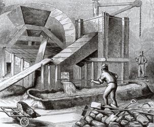 Puddling Iron (engraving) (b&w photo) | Obraz na stenu