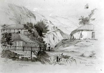 Berger's House, Valparaiso, 1834 (pencil & w/c on paper) (b/w photo) | Obraz na stenu