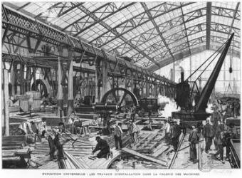 Building site of the Galerie des Machines at the Universal Exhibition of 1889, Paris, April 1889 (engraving) (b/w photo) | Obraz na stenu
